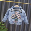 Kids Girls Flower Embroidered Distressed Finish Denim Jackets freeshipping - Tyche Ace