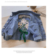 Load image into Gallery viewer, Kids Girls Flower Embroidered Distressed Finish Denim Jackets freeshipping - Tyche Ace
