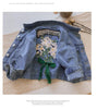 Kids Girls Flower Embroidered Distressed Finish Denim Jackets freeshipping - Tyche Ace