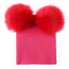 Kids/Baby Unisex Cute Winter Warm Double Faux Fur Pompom Caps Beanies freeshipping - Tyche Ace
