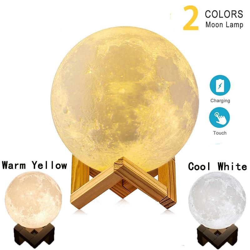 LED Rechargeable 3D Print Moon Touch Lamp freeshipping - Tyche Ace