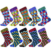 Load image into Gallery viewer, Men Colourful Cotton Geometric Lattice Classic Happy Business Casual  Socks freeshipping - Tyche Ace
