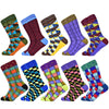 Men Colourful Cotton Geometric Lattice Classic Happy Business Casual  Socks freeshipping - Tyche Ace