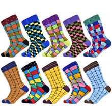 Load image into Gallery viewer, Men Colourful Cotton Geometric Lattice Classic Happy Business Casual  Socks freeshipping - Tyche Ace
