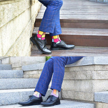 Load image into Gallery viewer, Men Colourful Cotton Geometric Lattice Classic Happy Business Casual  Socks freeshipping - Tyche Ace
