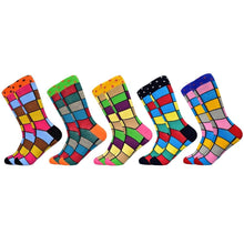 Load image into Gallery viewer, Men Colourful Cotton Geometric Lattice Classic Happy Business Casual  Socks freeshipping - Tyche Ace
