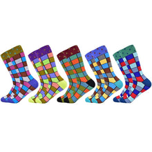 Load image into Gallery viewer, Men Colourful Cotton Geometric Lattice Classic Happy Business Casual  Socks freeshipping - Tyche Ace
