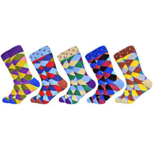 Load image into Gallery viewer, Men Colourful Cotton Geometric Lattice Classic Happy Business Casual  Socks freeshipping - Tyche Ace
