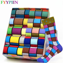 Load image into Gallery viewer, Men Colourful Cotton Geometric Lattice Classic Happy Business Casual  Socks freeshipping - Tyche Ace
