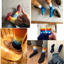 Load image into Gallery viewer, Men Cotton Diamond Pattern Happy Socks freeshipping - Tyche Ace

