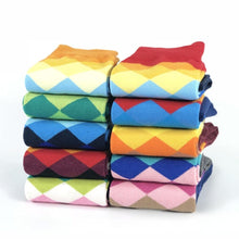 Load image into Gallery viewer, Men Cotton Diamond Pattern Happy Socks freeshipping - Tyche Ace
