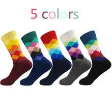Load image into Gallery viewer, Men Cotton Diamond Pattern Happy Socks freeshipping - Tyche Ace
