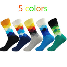Load image into Gallery viewer, Men Cotton Diamond Pattern Happy Socks freeshipping - Tyche Ace
