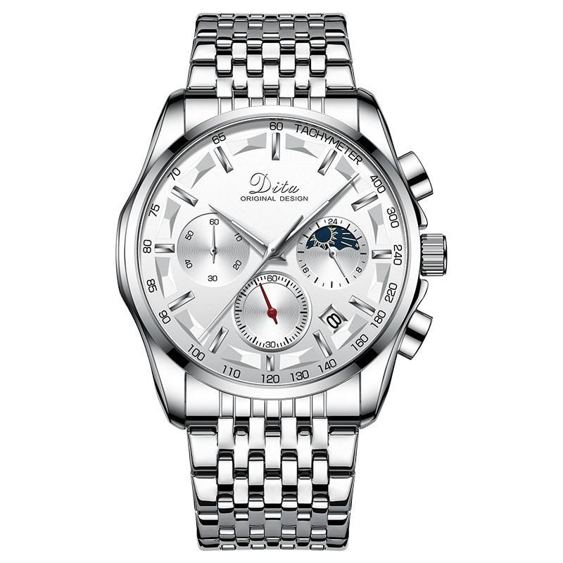 Men Multifunction Stereoscopic Dial Stainless Steel Sports Watches freeshipping - Tyche Ace