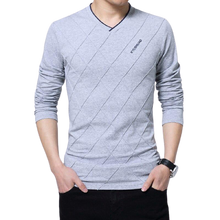 Load image into Gallery viewer, Men Slim Fit Crease Design Long Sleeve V Neck T- Shirt freeshipping - Tyche Ace
