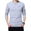 Men Slim Fit Crease Design Long Sleeve V Neck T- Shirt freeshipping - Tyche Ace