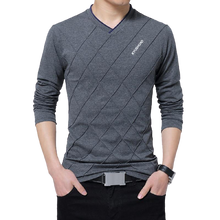 Load image into Gallery viewer, Men Slim Fit Crease Design Long Sleeve V Neck T- Shirt freeshipping - Tyche Ace
