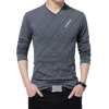 Men Slim Fit Crease Design Long Sleeve V Neck T- Shirt freeshipping - Tyche Ace