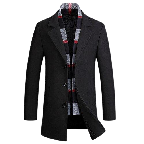 Men Stylish Detachable Scarf Single Breasted Woollen Coats freeshipping - Tyche Ace