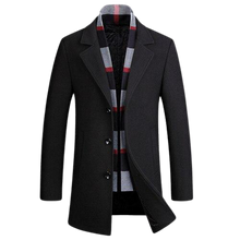 Load image into Gallery viewer, Men Stylish Detachable Scarf Single Breasted Woollen Coats freeshipping - Tyche Ace
