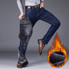 Men Warm Thick Fleece Lined Regular Fit Stretch Denim Jeans Trousers freeshipping - Tyche Ace