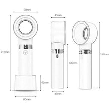 Load image into Gallery viewer, Mini handheld USB Rechargeable, Portable, Bladeless 3 Speed,  Level LED Indicator Fan freeshipping - Tyche Ace
