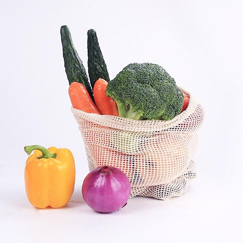Multipurpose Reusable Cotton Mesh Vegetable Fruit Drawstring Storage Bags freeshipping - Tyche Ace