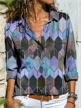 Load image into Gallery viewer, New Fashion Long Sleeve Ladies Shirt Casual Printed Large Size Shirt Ladies Top freeshipping - Tyche Ace
