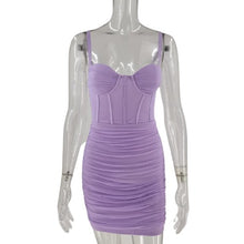Load image into Gallery viewer, Stylish Mesh Mini Notched Waist Ruched Mini Bodycon Dresses For Women - Tyche Ace
