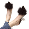 Transparent Peep Toe High Heels Feather Design Women Slip On Mules