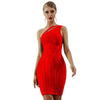 One Shoulder Hollow Out Sleeveless Bodycon Bandage Mini Dress For Women