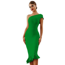 Load image into Gallery viewer, One Shoulder Sleeveless Ruffles Design Bodycon Stylish Dresses For Women
