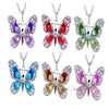 Enamel Long Necklace Chain Butterfly Crystal Pendant For Women