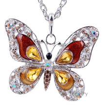 Load image into Gallery viewer, Enamel Long Necklace Chain Butterfly Crystal Pendant For Women
