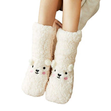 Load image into Gallery viewer, Women Plush Thick Warm Floor Non-Slip Cartoon Design Socks
