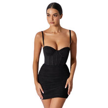 Load image into Gallery viewer, Stylish Mesh Mini Notched Waist Ruched Mini Bodycon Dresses For Women - Tyche Ace

