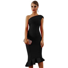 Load image into Gallery viewer, One Shoulder Sleeveless Ruffles Design Bodycon Stylish Dresses For Women
