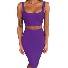 Load image into Gallery viewer, 2 Piece Crop Top And Skirt  Bodycon Suit for Women
