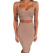 Load image into Gallery viewer, 2 Piece Crop Top And Skirt  Bodycon Suit for Women
