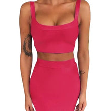 Load image into Gallery viewer, 2 Piece Crop Top And Skirt  Bodycon Suit for Women
