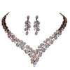 White Gold Royal Blue Stone Bride Necklace And Earrings Set freeshipping - Tyche Ace