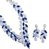 White Gold Royal Blue Stone Bride Necklace And Earrings Set freeshipping - Tyche Ace
