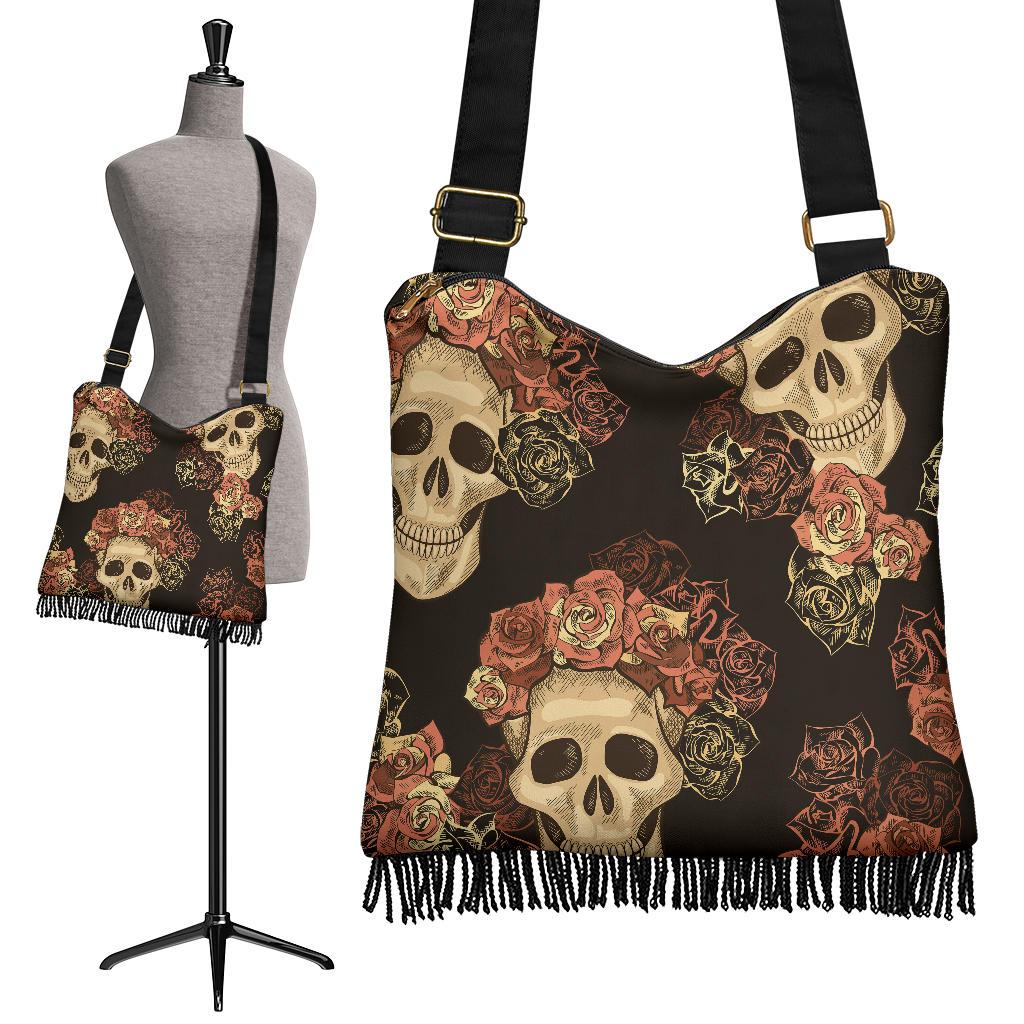 Smiling Skulls Crossbody Boho Handbag freeshipping - Tyche Ace