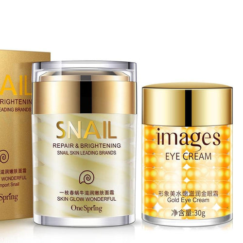 Snail Mucus Extract Anti-Aging Wrinkle Reduction Face Cream + Dark Circles Remover Gold Eye Cream freeshipping - Tyche Ace