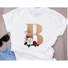 Load image into Gallery viewer, Stylish Women Flower Print Letter T Shirts freeshipping - Tyche Ace
