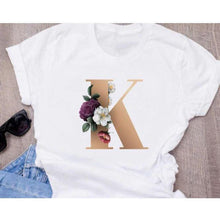 Load image into Gallery viewer, Stylish Women Flower Print Letter T Shirts freeshipping - Tyche Ace
