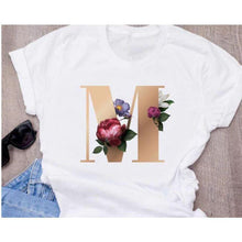 Load image into Gallery viewer, Stylish Women Flower Print Letter T Shirts freeshipping - Tyche Ace
