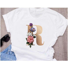 Load image into Gallery viewer, Stylish Women Flower Print Letter T Shirts freeshipping - Tyche Ace
