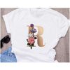 Stylish Women Flower Print Letter T Shirts freeshipping - Tyche Ace