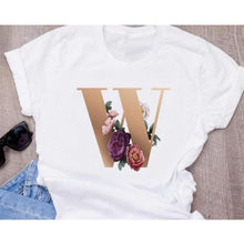 Load image into Gallery viewer, Stylish Women Flower Print Letter T Shirts freeshipping - Tyche Ace
